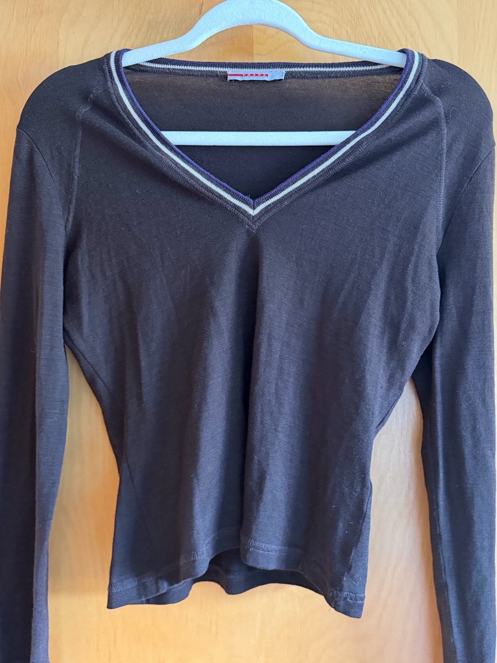 Prada Brown V‑Neck Sweater, Rugby / Cricket Sweater Striped Neck